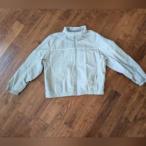 EUC Ladies Divided By H&M Nylon Zip Up Jacket Light Gray & White Size Small